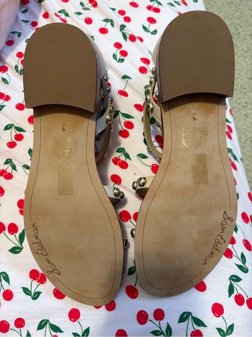New Sam Edelman Studded Strappy Gladiator Sandals in Beige - Picture 5 of 5